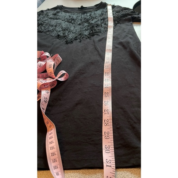 Topshop Black Tassel T-Shirt Size 8 - Picture 12 of 12